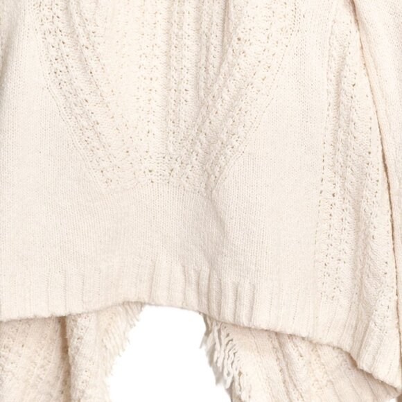 Hollister Size M Fringe Trim Open Draped Knit Cardigan Sweater Soft Cream Textur - Picture 8 of 8